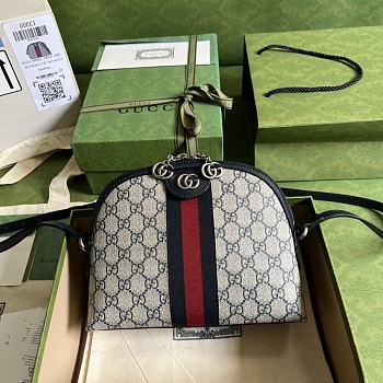 Gucci Small Ophidia GG Shoulder Bag Blue/Beige Canvas 499621 23x19x8cm