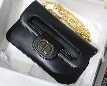 Dior Medium Double Bag Leather Black M8018 28x16.5x3cm