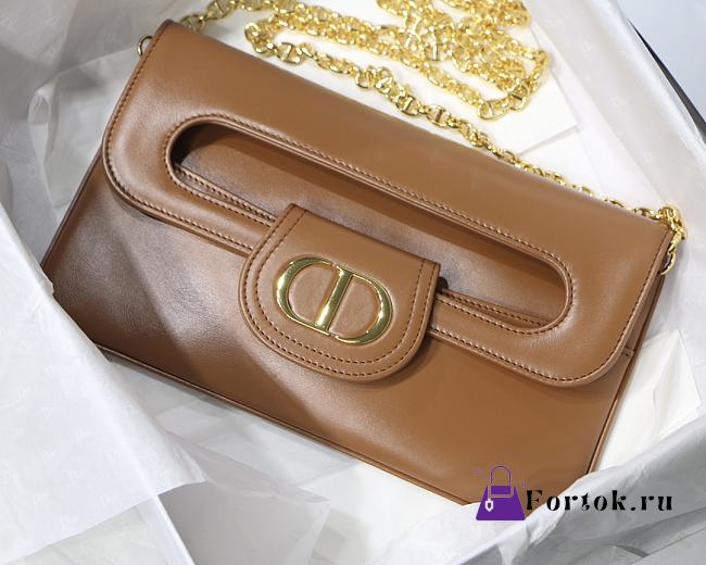 Dior Medium Double Bag Leather Brown M8018 28x16.5x3cm - 1