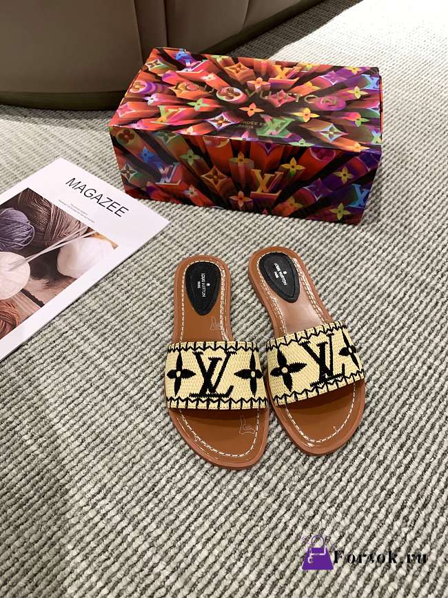 Louis Vuitton Raffia Slide Black - 1