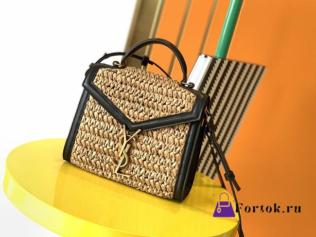 Ysl Mini Cassandra Leather/Raffia Shoulder Bag 20x16x7.5cm - 1