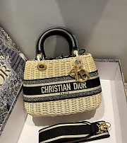 Dior Medium Lady Dior Wicker Bag Black M0565 24cm - 1