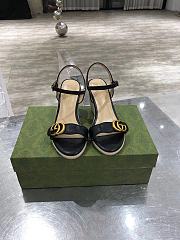 Gucci Aitana Leather Raffia Espadrille Wedge Sandals 85mm - 6
