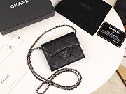 Chanel Mini Coin Case Chain Grained Leather Silver-Metal A81465 8×12×2.5cm - 1