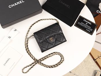 Chanel Mini Coin Case Chain Grained Leather Golden-Metal A81465 8×12×2.5cm