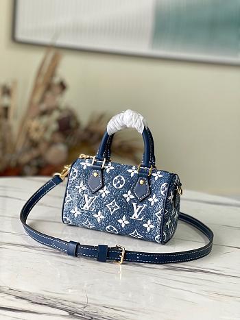 Louis Vuitton Nano Speedy Denim Navy Blue M81168 16x10x7.5cm