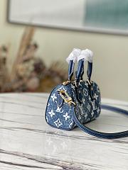 Louis Vuitton Nano Speedy Denim Navy Blue M81168 16x10x7.5cm - 5