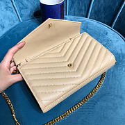Ysl Monogram Chain Wallet Grained Leather Light Beige 377828 22.5x14x4cm - 6