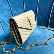 Ysl Monogram Chain Wallet Grained Leather Light Beige 377828 22.5x14x4cm - 4