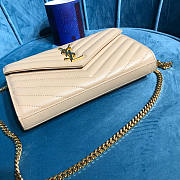 Ysl Monogram Chain Wallet Grained Leather Light Beige 377828 22.5x14x4cm - 3