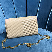 Ysl Monogram Chain Wallet Grained Leather Light Beige 377828 22.5x14x4cm - 2