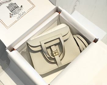 Hermes Mini Halzan Ivory White 22cm