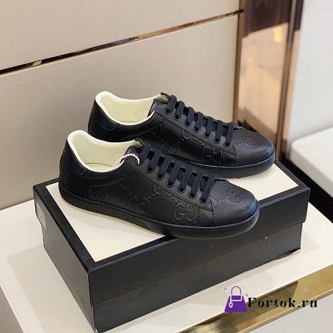 Gucci Men's Ace GG Embossed Sneaker Black 625787  - 1