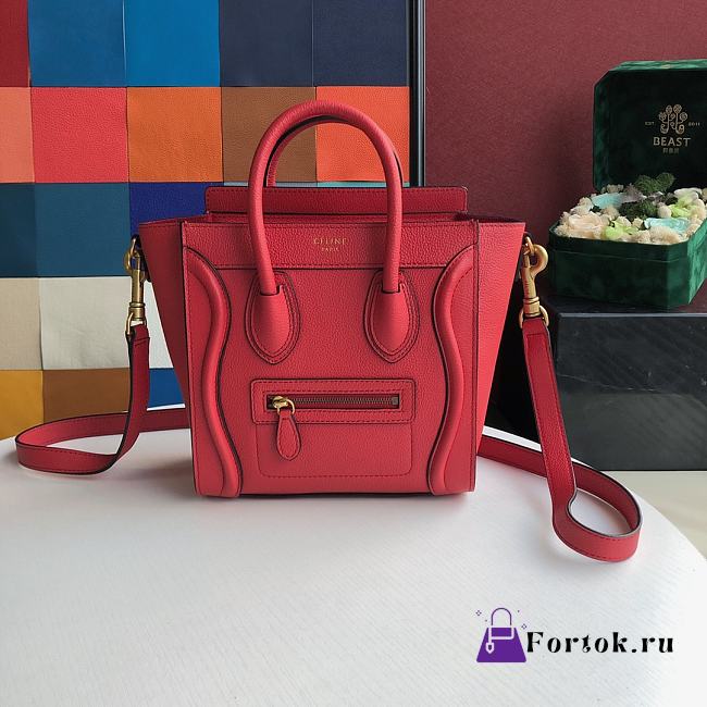 Celine Nano Luggage Red 20x20x10cm - 1