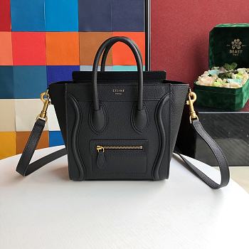 Celine Nano Luggage Gold-tone Metal Black 20x20x10cm