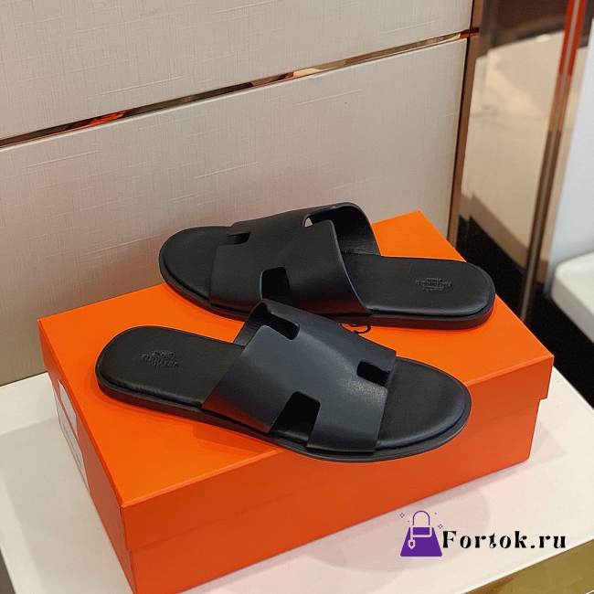 Hermes Slippers Men Black  - 1