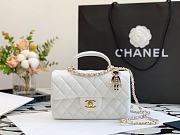 Chanel Mini Flap Bag With Top Handle Lambskin White AS2431 13x20x9cm - 1