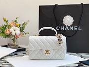 Chanel Mini Flap Bag With Top Handle Lambskin White AS2431 13x20x9cm - 4