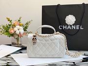 Chanel Mini Flap Bag With Top Handle Lambskin White AS2431 13x20x9cm - 5