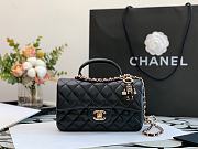 Chanel Mini Flap Bag With Top Handle Lambskin Black AS2431 13x20x9cm - 1