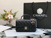 Chanel Mini Flap Bag With Top Handle Lambskin Black AS2431 13x20x9cm - 4