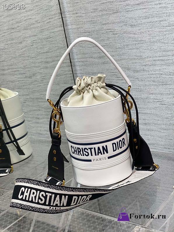 Dior Small Vibe Bucket Bag White/Blue M8703 14x18x14cm - 1
