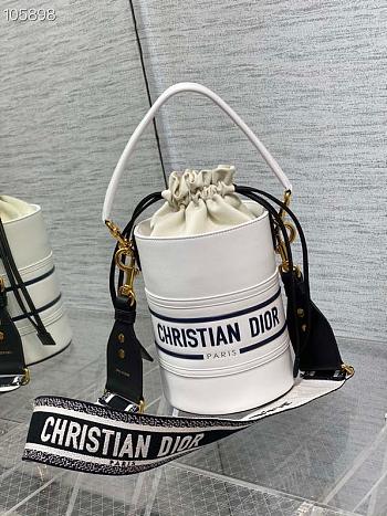 Dior Small Vibe Bucket Bag White/Blue M8703 14x18x14cm