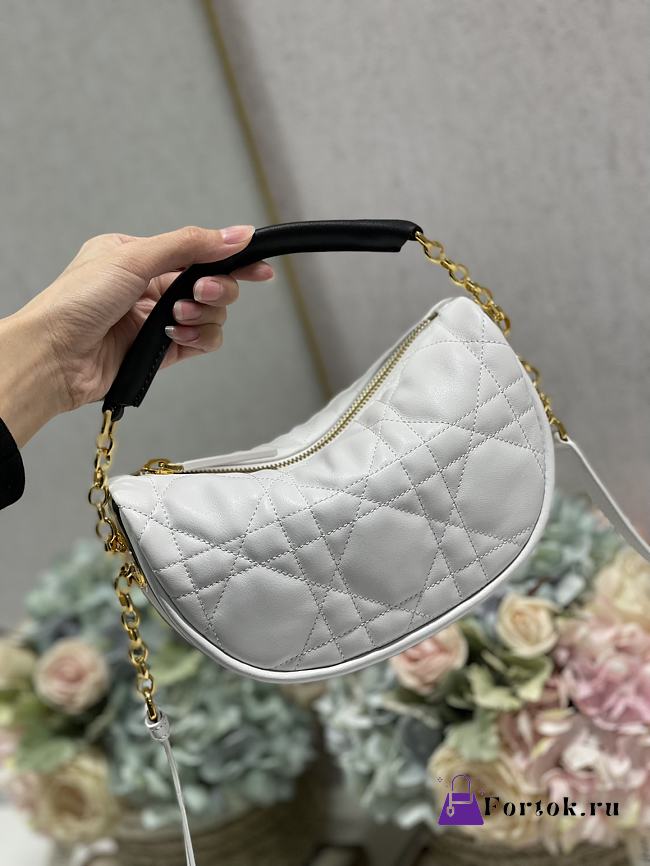 Dior Small Vibe Hobo Bag Lambskin White/Black M7200 20×15×7cm - 1