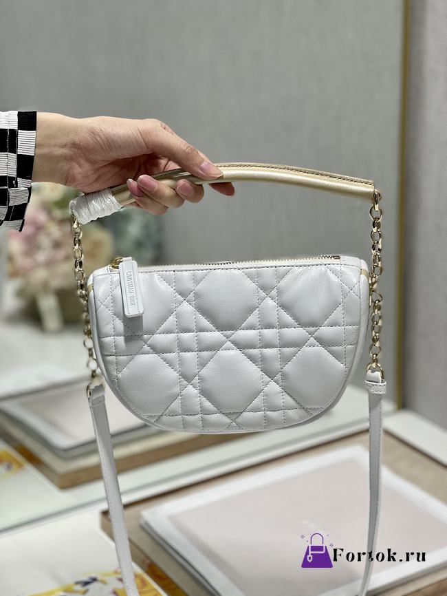 Dior Small Vibe Hobo Bag Lambskin White/Gold M7200 20×15×7cm - 1