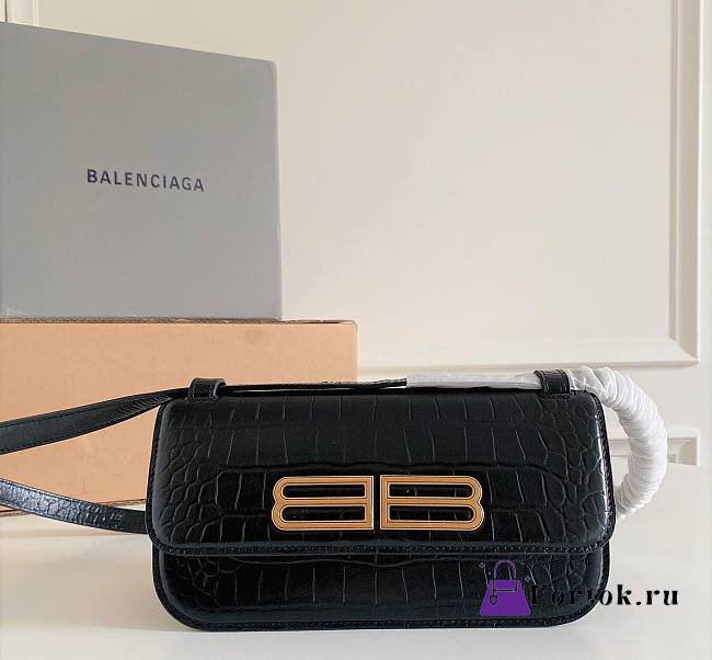 Balenciaga Small Gossip Bag Crocodile Embossed Leather 23.5x12.4x10.4cm - 1