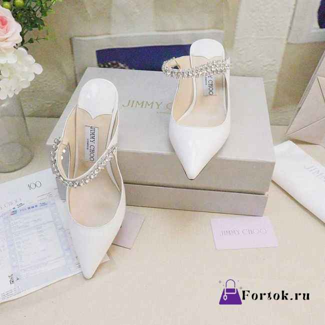 Jimmy Choo Bling Patent Leather White 100mm - 1