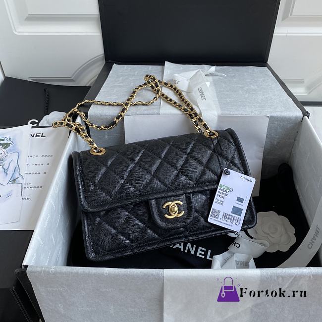 Chanel Medium Flap Bag Grained Leather Black AS2357 16.5x25x7cm - 1
