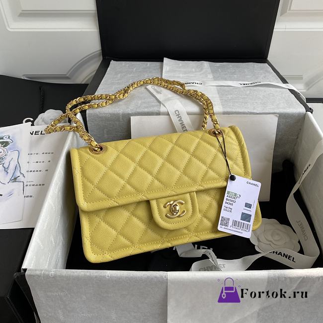 Chanel Medium Flap Bag Grained Leather Yellow AS2357 16.5x25x7cm - 1
