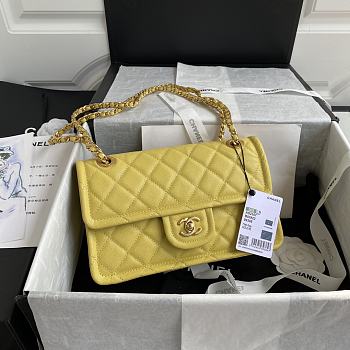 Chanel Medium Flap Bag Grained Leather Yellow AS2357 16.5x25x7cm