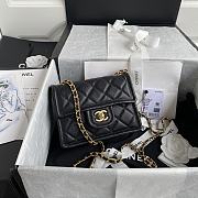 Chanel Small Flap Bag Grained Leather Black AS2356 14.5x18x8cm - 1