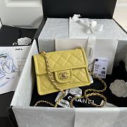 Chanel Small Flap Bag Grained Leather Yellow AS2356 14.5x18x8cm - 1
