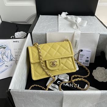 Chanel Small Flap Bag Grained Leather Yellow AS2356 14.5x18x8cm