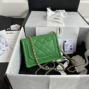 Chanel Small Flap Bag Grained Leather Green AS2356 14.5x18x8cm - 6