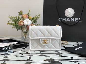 Chanel Small Flap Bag Grained Leather White AS2356 14.5x18x8cm