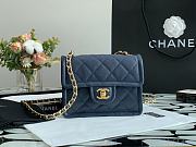 Chanel Small Flap Bag Grained Leather Navy Blue AS2356 14.5x18x8cm - 1