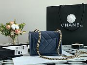 Chanel Small Flap Bag Grained Leather Navy Blue AS2356 14.5x18x8cm - 3