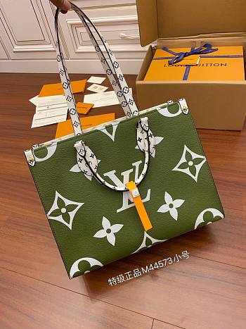 Louis Vuitton Onthego MM Monogram Khaki Green/White 34x26x13cm