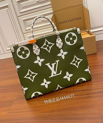 Louis Vuitton Onthego Handbag M44570 Khaki Green/White