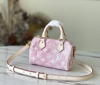 Louis Vuitton Nano Speedy Denim Pink M81213 16x10x7.5cm