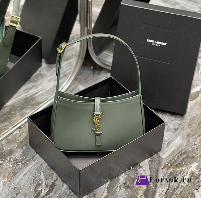 Ysl Le 5 À 7 Hobo Bag In Smooth Leather Green 6572282 25x14x6cm - 1
