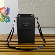 Prada Runway Saffiano Leather Smartphone Case Black 2ZH068 19x11cm - 1