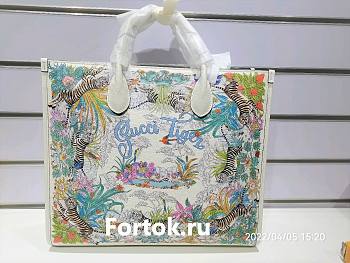 Gucci Medium Tiger Tote Bag White 687827 38x32x12cm