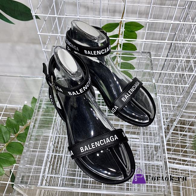 Balenciaga Allover Logo Ankle Strap Sandals Black  - 1