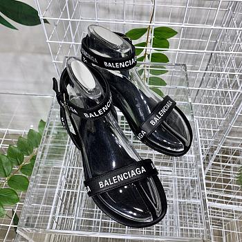 Balenciaga Allover Logo Ankle Strap Sandals Black 