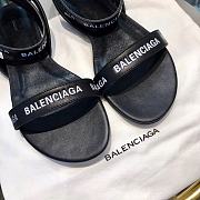 Balenciaga Allover Logo Ankle Strap Sandals Black  - 5